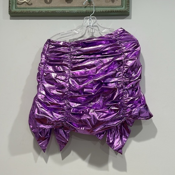 Sugar Thrillz Barbie Let go party metallic purple bow set skirt & crop top large - Picture 4 of 9